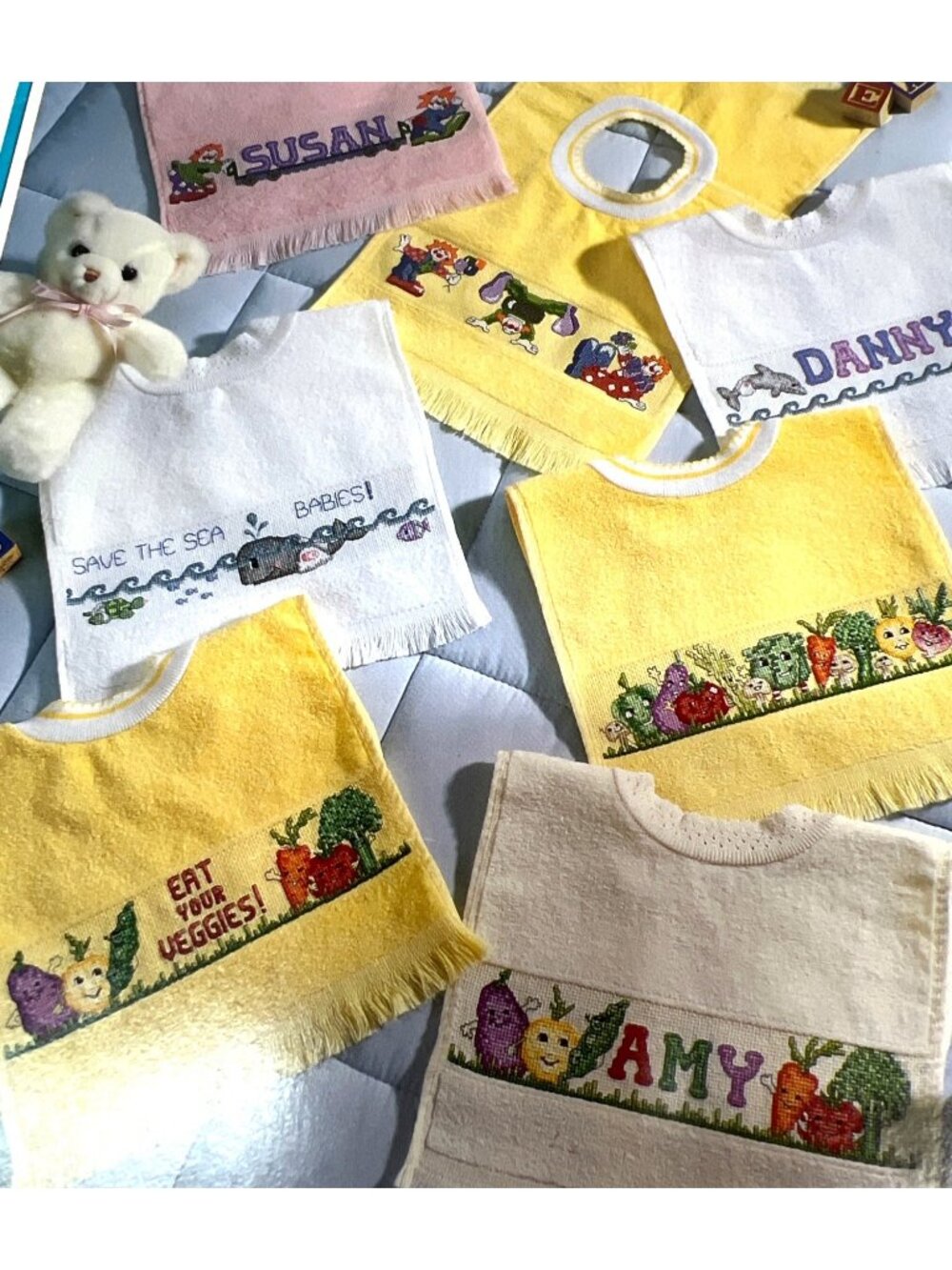 Color Charts Presents Baby Bib Cross-Stitch Patterns Booklet Vol. #11004